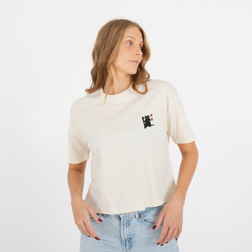 Skiing Raccoon Cropped Tee